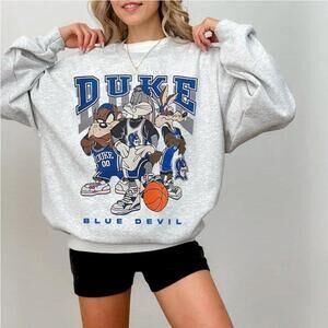 Retro Blue Devils Basketball Sweatshirt, Unisex Duke Blue Looney Tune Shirt